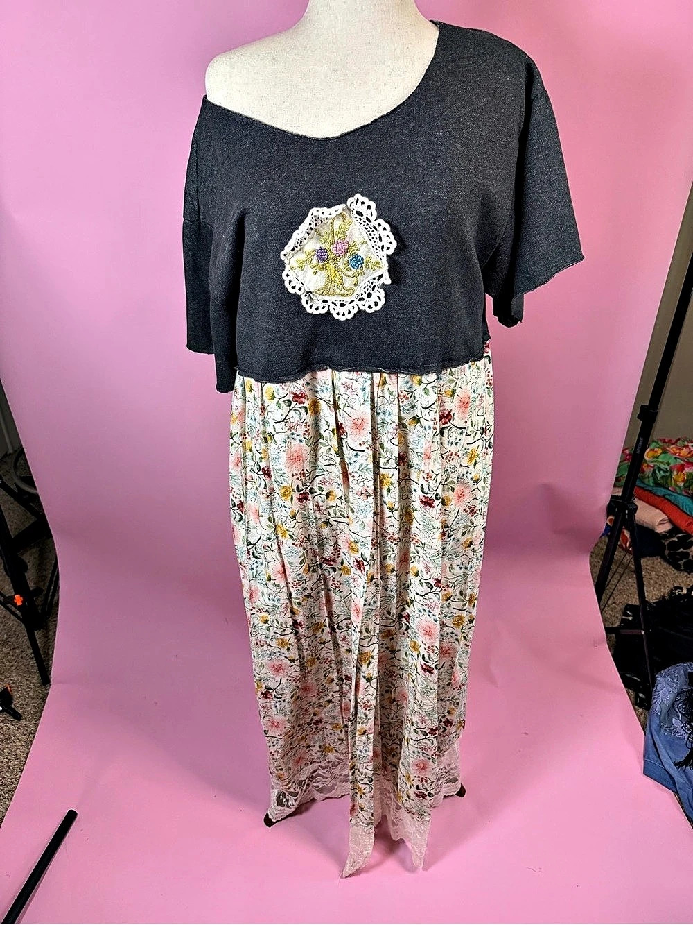 Floral Maxi Dress Black & Multicolor Like New